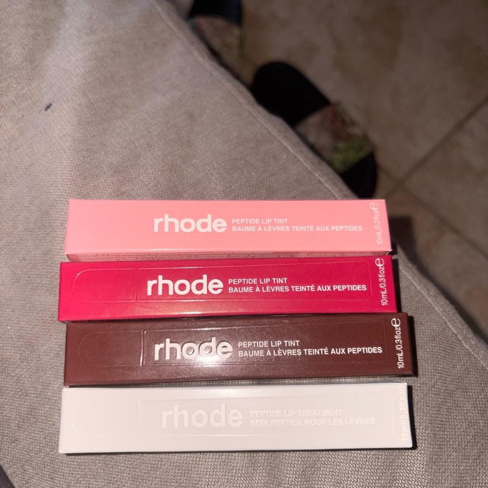 RHODE Peptide Lip Tint Collection - Soft Pink, Deep Red, Rich Brown, Pure White